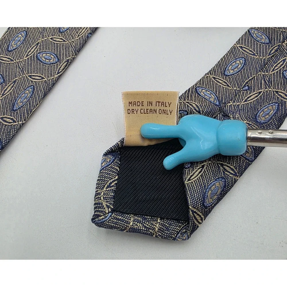 Villa Bolgheri Italia Blue Gold Geometric Silk Tie Made in Italy NWT